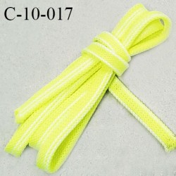 Cordon galon lacet tube largeur 10 mm couleur jaune fluo et blanc prix au mètre