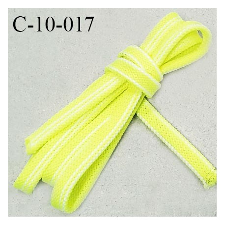 Cordon galon lacet tube largeur 10 mm couleur jaune fluo et blanc prix au mètre