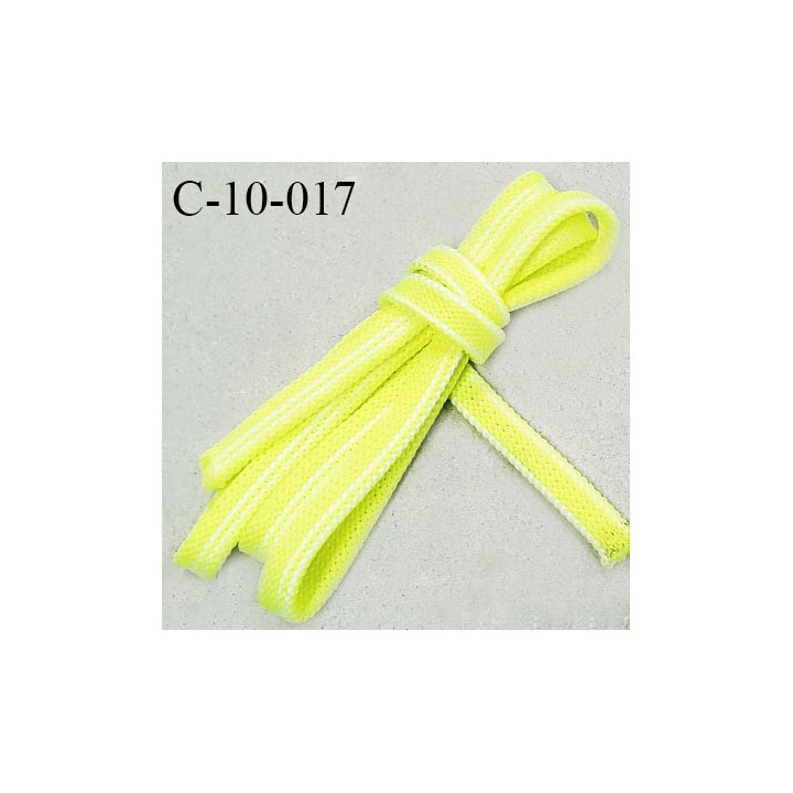 Cordon galon lacet tube largeur 10 mm couleur jaune fluo et blanc prix au mètre
