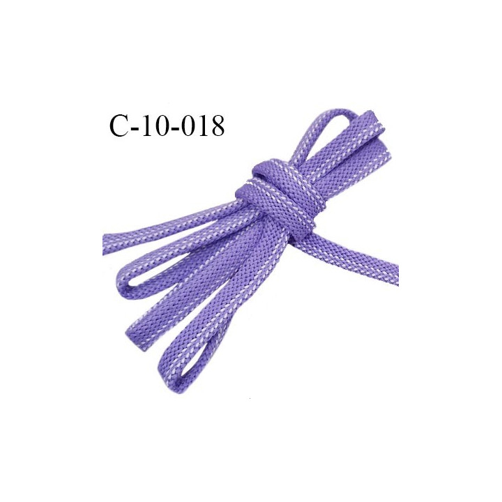 Cordon galon lacet tube largeur 10 mm couleur lilas et blanc prix au mètre