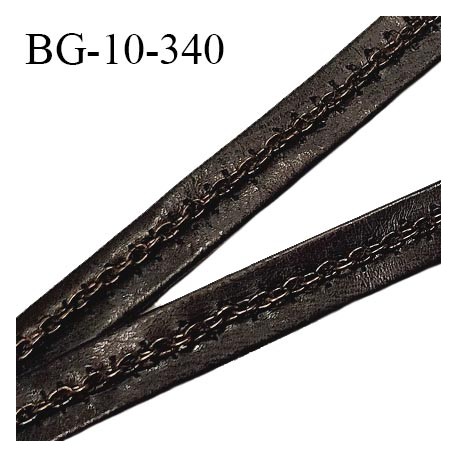 Galon chaînette 2 mm sur ruban simili cuir noir 10 mm prix au mètre