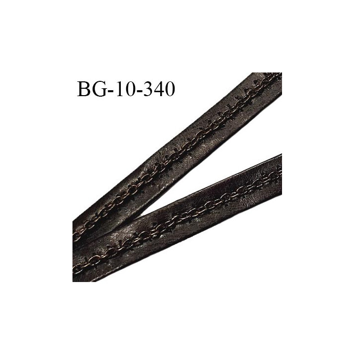 Galon chaînette 2 mm sur ruban simili cuir noir 10 mm prix au mètre
