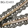 Galon ruban dentelle 32 mm couleur noir avec bande sequins doré largeur 32 mm prix au mètre