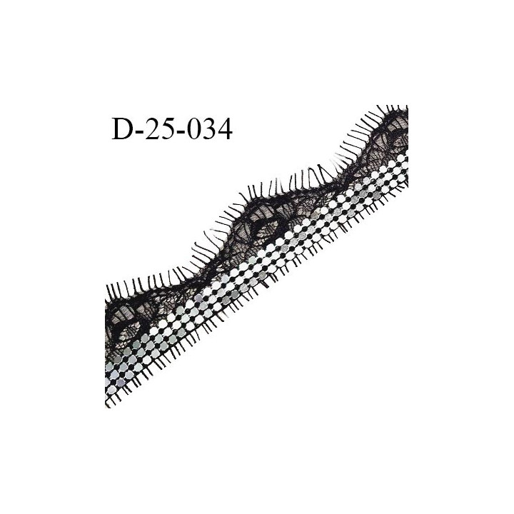 Dentelle 25 mm couleur noir avec bande chromée largeur 8 mm prix au mètre