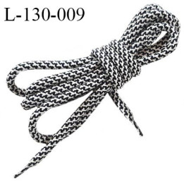 Lacet rond 130 cm couleur noir et blanc diamètre 6 mm longueur 130 cm embout gainé prix pour une paire