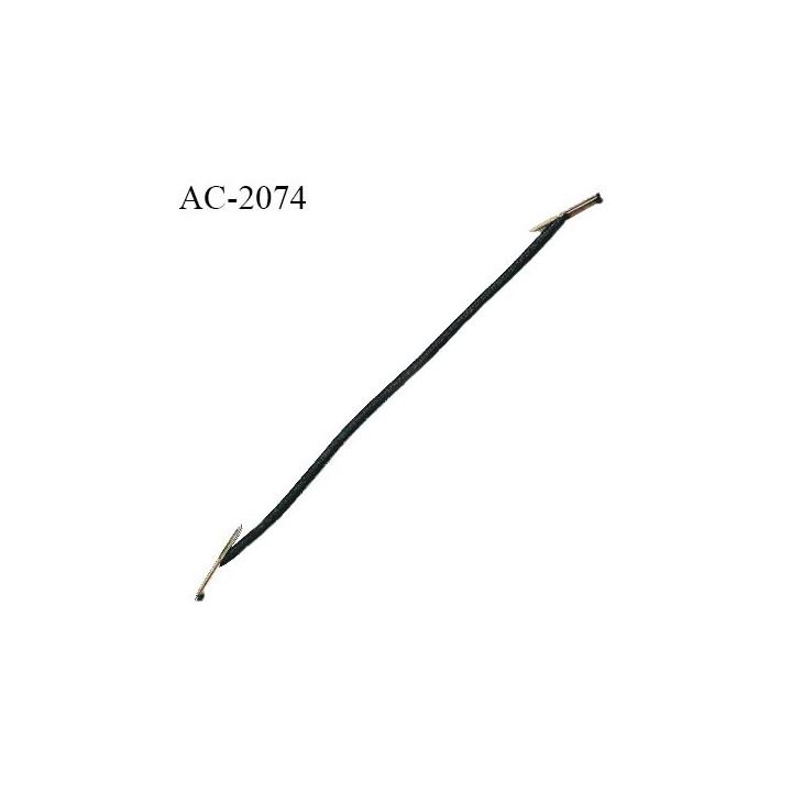 Lien élastique avec 2 embouts en métal chromé couleur noir longueur 11 cm allongement + 160% diamètre élastique 2 mm