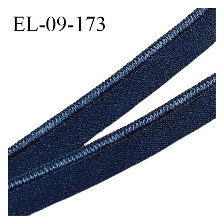 Elastique 9 mm lingerie haut de gamme fabriqué en France couleur bleu marine avec liseré brillant largeur 9 mm prix au mètre