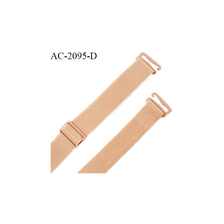 Bretelle lingerie SG 15 mm très haut de gamme avec 1 barrette et 2 crochets ouverts sur la droite couleur peau prix à la pièce