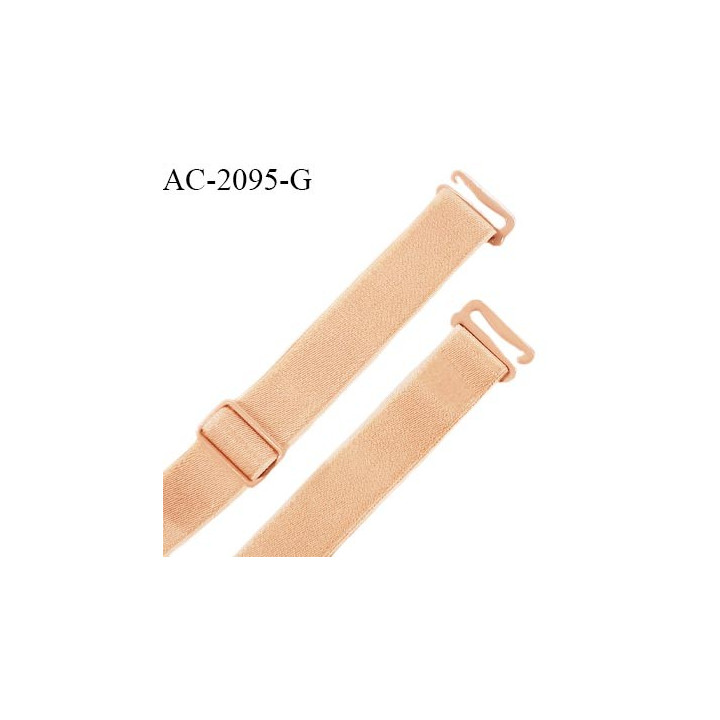 Bretelle lingerie SG 15 mm très haut de gamme avec 1 barrette et 2 crochets ouverts sur la gauche couleur peau prix à la pièce