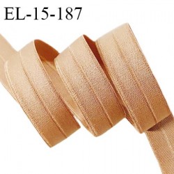 Elastique lingerie 15 mm pré plié haut de gamme couleur peau brillant allongement +140% largeur 15 mm prix au mètre