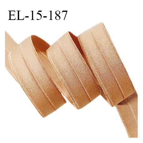 Elastique lingerie 15 mm pré plié haut de gamme couleur peau brillant allongement +140% largeur 15 mm prix au mètre