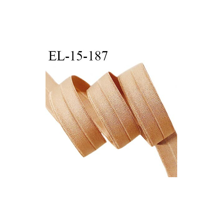 Elastique lingerie 15 mm pré plié haut de gamme couleur peau brillant allongement +140% largeur 15 mm prix au mètre