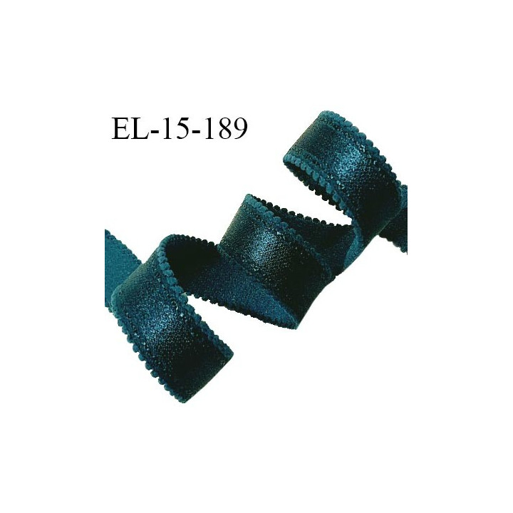 Elastique picot lingerie 15 mm lingerie couleur vert sapin brillant largeur 15 mm allongement +50% prix au mètre