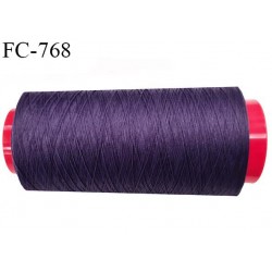 Cone 2000 m de fil mousse polyester fil n°160 couleur violet foncé ou volubilis longueur 2000 mètres bobiné en France