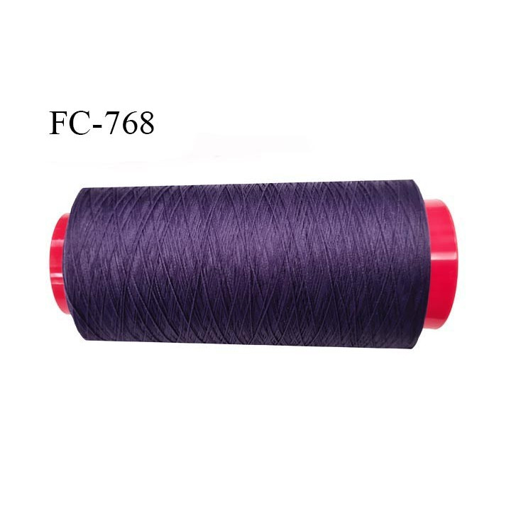 Cone 2000 m de fil mousse  polyester fil n°160 couleur violet foncé ou volubilis longueur  2000 mètres bobiné en France