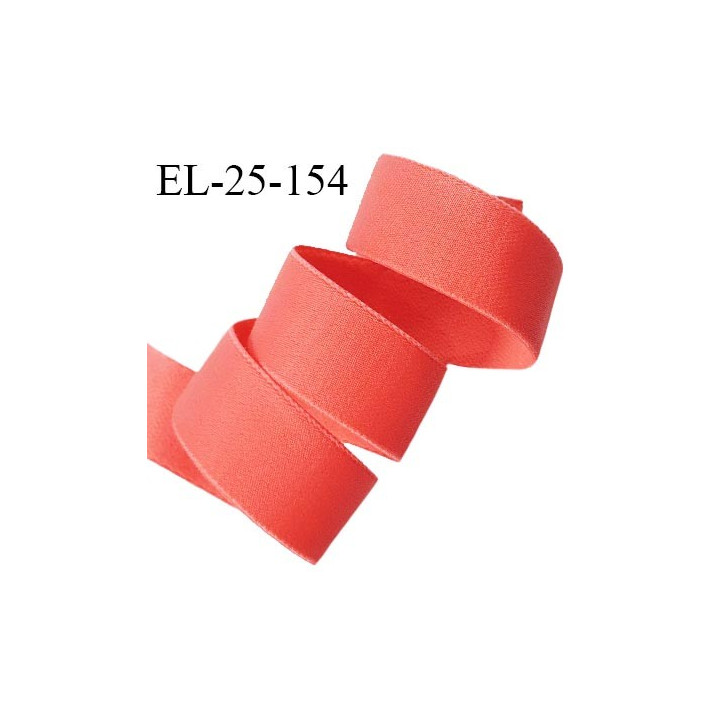 Elastique 25 mm lingerie haut de gamme couleur rose corail ou papaye bonne élasticité très doux au toucher prix au mètre