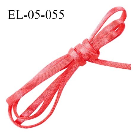 Elastique 5 mm lingerie haut de gamme fabriqué en France couleur rose corail ou papaye satiné légèrement bombé prix au mètre