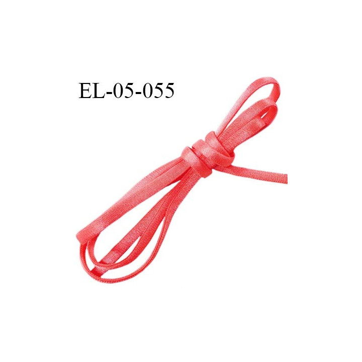Elastique 5 mm lingerie haut de gamme fabriqué en France couleur rose corail ou papaye satiné légèrement bombé prix au mètre