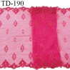 Dentelle brodée 21 cm haut de gamme couleur rose fuchsia largeur 21 cm prix pour un mètre
