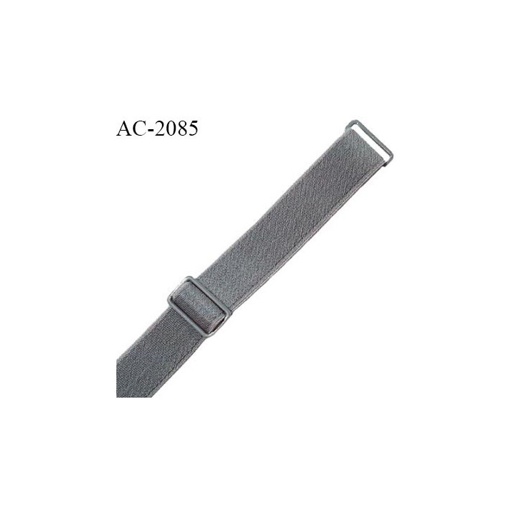 Bretelle lingerie SG 18 mm très haut de gamme avec 2 barrettes couleur gris largeur 18 mm longueur 35 cm prix à la pièce