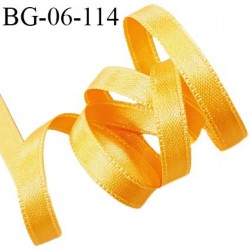 Galon ruban 6 mm satin couleur jaune légèrement orangé brillant lumineux double face très solide largeur 6 mm prix au mètre