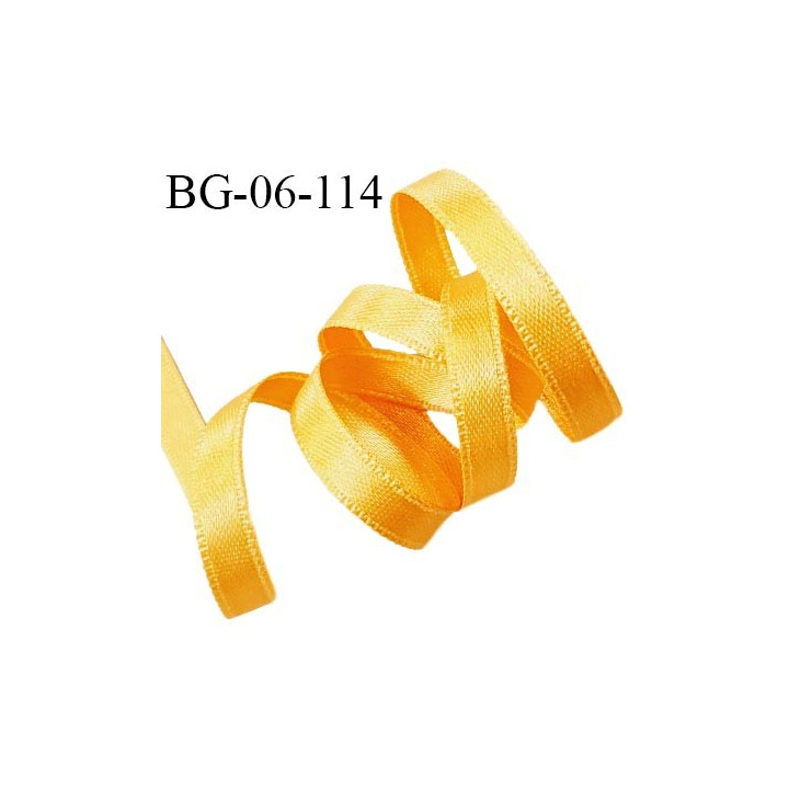 Galon ruban 6 mm satin couleur jaune légèrement orangé brillant lumineux double face très solide largeur 6 mm prix au mètre