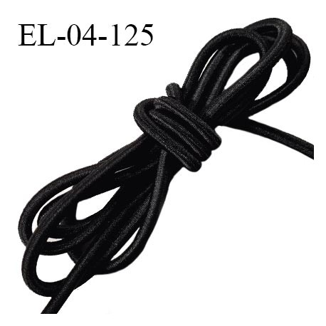 Elastique cordon 4 mm couleur noir lumineux diamètre 4 mm fabriqué en France prix au mètre