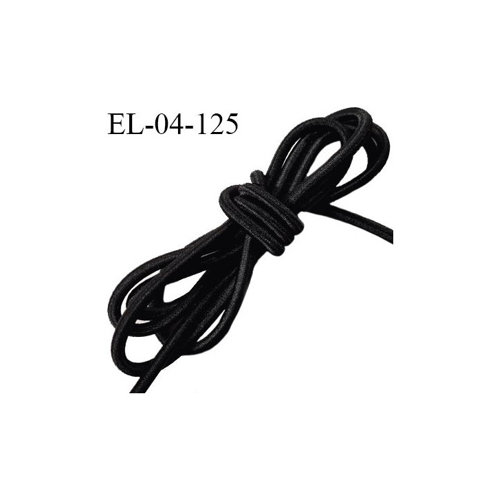 Elastique cordon 4 mm couleur noir lumineux diamètre 4 mm fabriqué en France prix au mètre