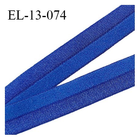 Elastique lingerie 13 mm haut de gamme pré plié couleur bleu brillant sur un côté prix au mètre