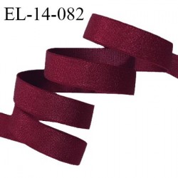 Elastique 14 mm lingerie haut de gamme couleur bordeaux brillant bonne élasticité allongement +70% largeur 14 mm prix au mètre