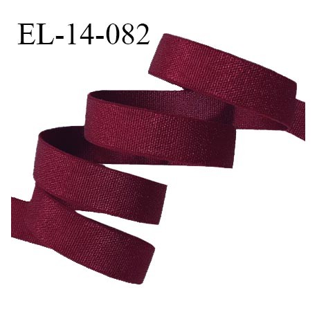 Elastique 14 mm lingerie haut de gamme couleur bordeaux brillant bonne élasticité allongement +70% largeur 14 mm prix au mètre