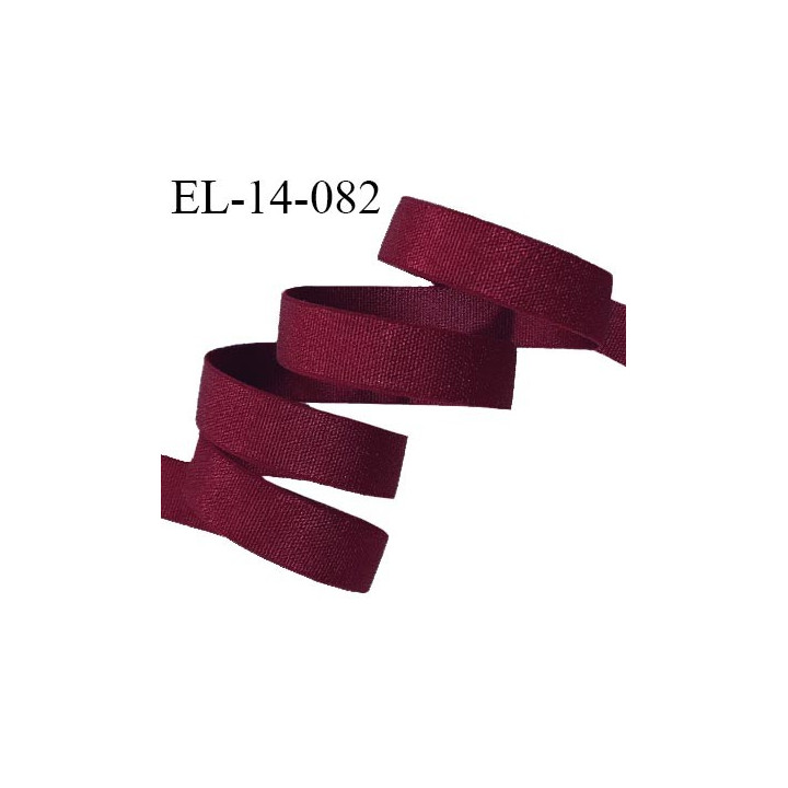 Elastique 14 mm lingerie haut de gamme couleur bordeaux brillant bonne élasticité allongement +70% largeur 14 mm prix au mètre