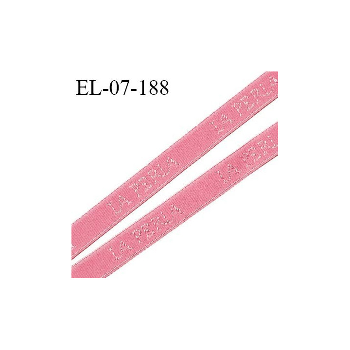 Elastique lingerie 07 mm très haut de gamme élastique souple couleur rose inscription La Perla largeur 07 mm prix au mètre