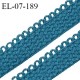 Elastique lingerie 7 mm + 2 mm picots couleur bleu canard grande marque fabriqué en France largeur 7 mm + 2 prix au mètre