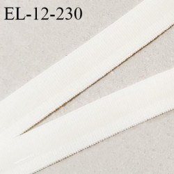 Elastique 12 mm anti-glisse haut de gamme couleur naturel écru largeur 12 mm largeur de la bande anti glisse 5 mm prix au mètre