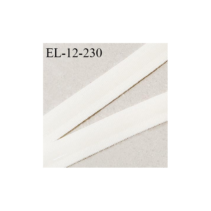 Elastique 12 mm anti-glisse haut de gamme couleur naturel écru largeur 12 mm largeur de la bande anti glisse 5 mm prix au mètre