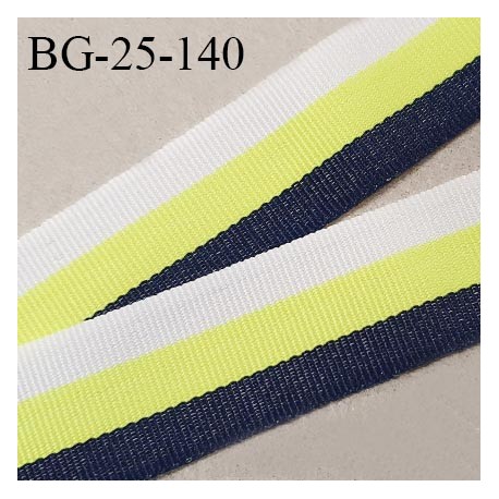 Galon sangle fine 25 mm très solide couleur bleu marine jaune fluo et naturel largeur 25 mm prix au mètre