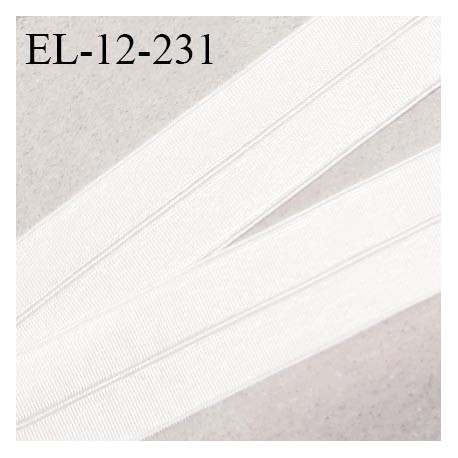 Elastique lingerie 12 mm pré plié haut de gamme couleur blanc brillant largeur 12 mm fabriqué en France prix au mètre