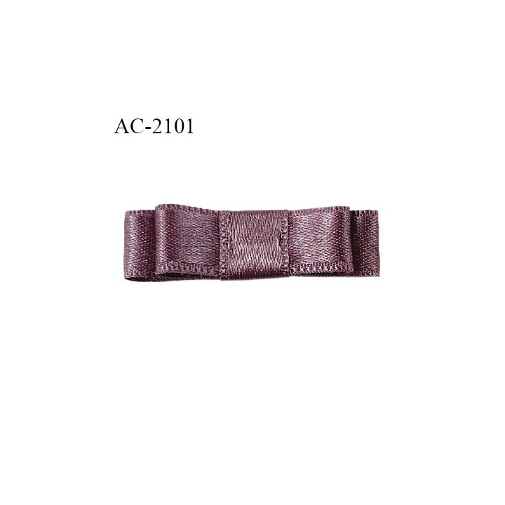 Noeud lingerie satin couleur prune tirant sur le marron haut de gamme largeur 38 mm hauteur 11 mm prix à l'unité