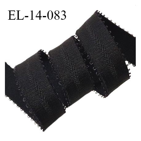 Elastique 14 mm bretelle lingerie haut de gamme couleur noir largeur 14 mm avec picots de chaque côté prix au mètre