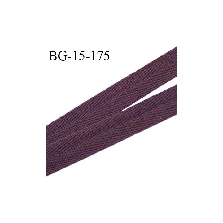 Biais sergé 15 mm souple couleur prune largeur 15 mm prix au mètre