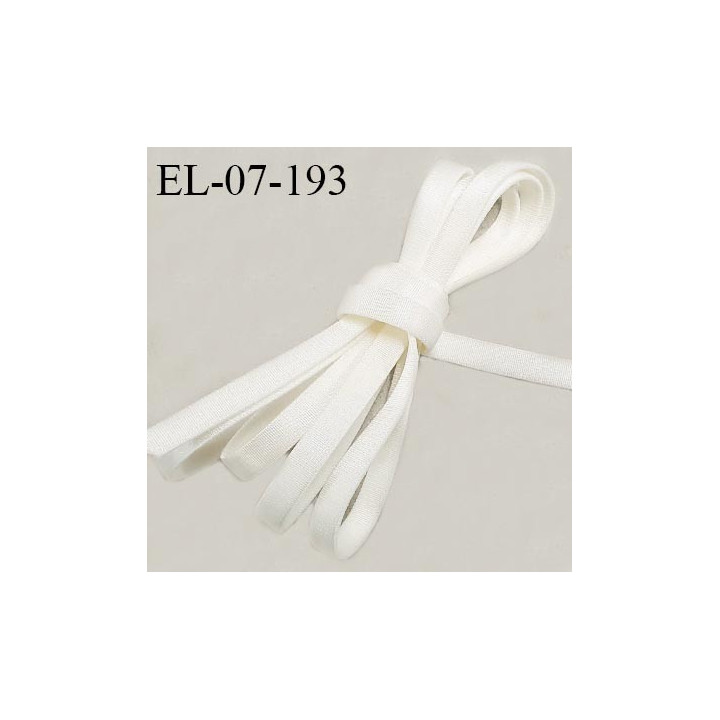 Elastique 7 mm lingerie haut de gamme fabriqué en France couleur écru satiné légèrement bombé largeur 7 mm prix au mètre