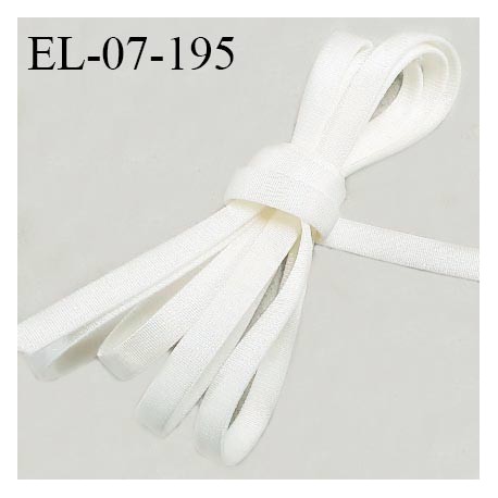Elastique 7 mm lingerie haut de gamme fabriqué en France couleur blanc satiné élastique légèrement bombé prix au mètre