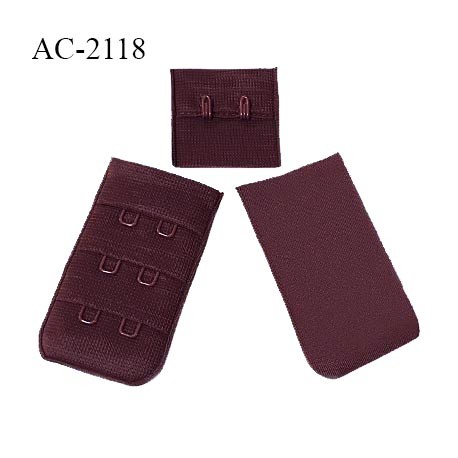 Agrafe 30 mm attache SG haut de gamme couleur prune 3 rangées 2 crochets largeur 30 mm hauteur 55 mm prix au mètre