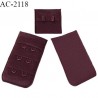 Agrafe 30 mm attache SG haut de gamme couleur prune 3 rangées 2 crochets largeur 30 mm hauteur 55 mm prix au mètre