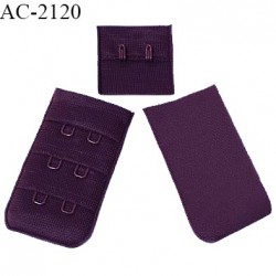 Agrafe 30 mm attache SG haut de gamme couleur aubergine 3 rangées 2 crochets largeur 30 mm hauteur 55 mm prix au mètre