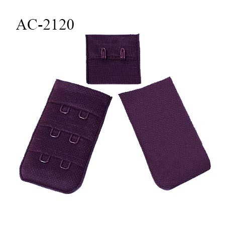 Agrafe 30 mm attache SG haut de gamme couleur aubergine 3 rangées 2 crochets largeur 30 mm hauteur 55 mm prix au mètre