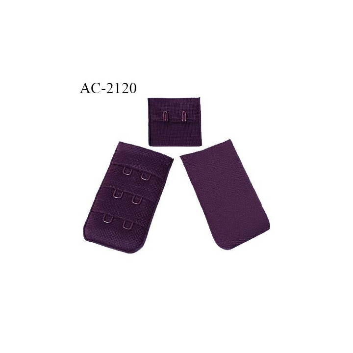 Agrafe 30 mm attache SG haut de gamme couleur aubergine 3 rangées 2 crochets largeur 30 mm hauteur 55 mm prix au mètre