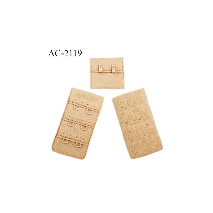 Agrafe 30 mm attache SG haut de gamme couleur peau 3 rangées 2 crochets largeur 30 mm hauteur 55 mm prix au mètre