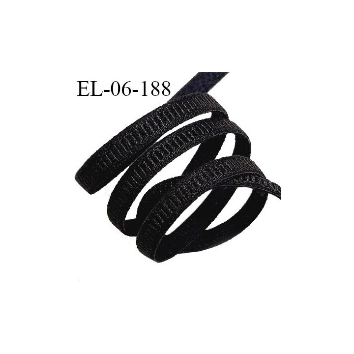 Elastique 6 mm lingerie haut de gamme couleur noir brillant largeur 6 mm allongement +90% prix au mètre